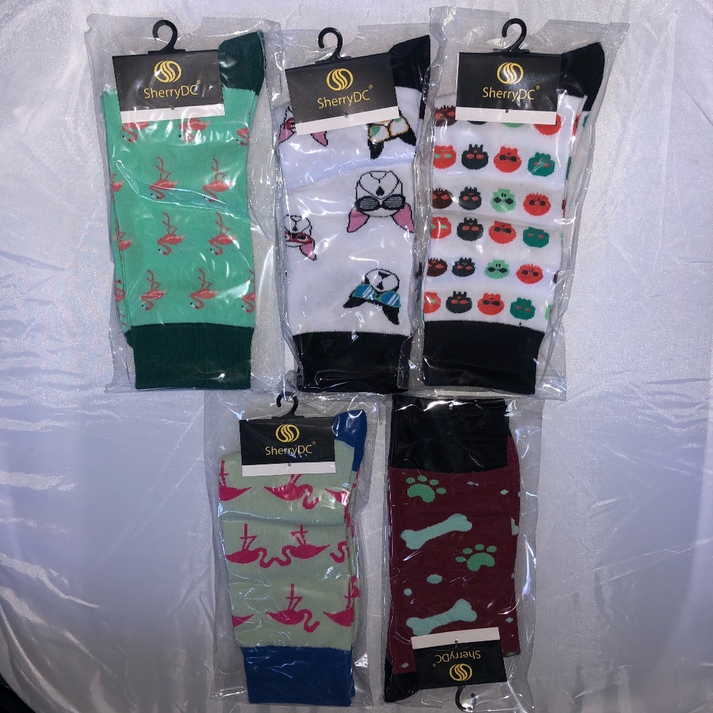 Sherry DC LOT 5 Pair Colorful Crew Socks Sz 6-10